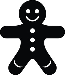 Gingerbread man holiday biscuit silhouette vector illustration