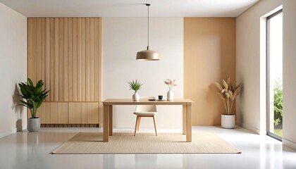 Modern dining room, neutral tones