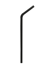 Black bent straw on a white background for various drink applications and ergonomic use