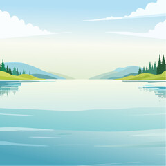 Obraz premium Serene Lakeside Landscape with Mountain Reflections