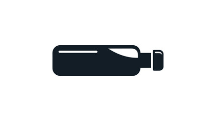 Minimalist black silhouette icon of a bottle lying down.