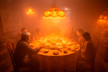Family reunion dinner during Dongzhi Festival