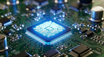 Computer Chip on Circuit Board.