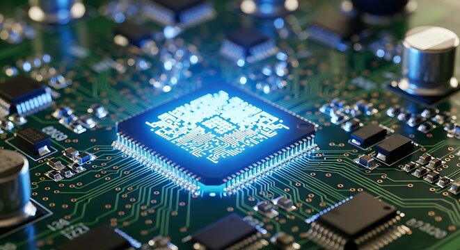 Computer Chip on Circuit Board.