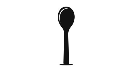 Simple Black Silhouette of a Kitchen Spoon Utensil.