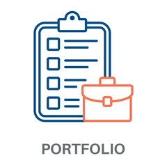 Portfolio Outline Color Blue With Orange Concept Simple Style Design Vector