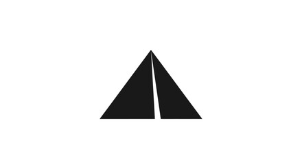 Minimalist black split triangle geometric shape icon.
