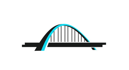 Stylized Bridge Illustration with Arched Structure and Vertical Supports.