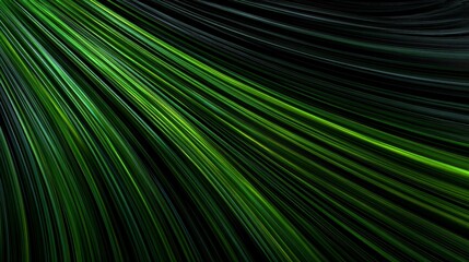 Obraz premium Abstract green light streaks forming dynamic flowing patterns in dark background