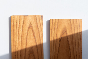 wooden board on white background.