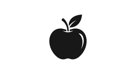 Simple black and white apple illustration.