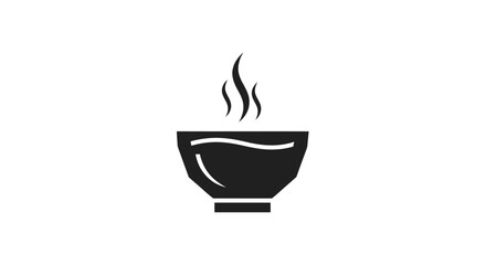Steaming hot food bowl simple black glyph icon.
