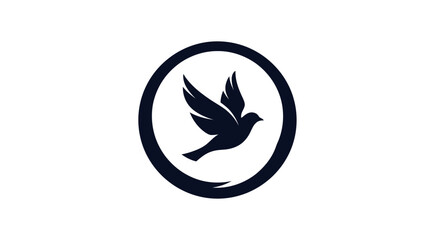 Stylized Dove in Circle Logo Design.