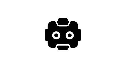 Abstract black robot face icon representing artificial intelligence and technology.