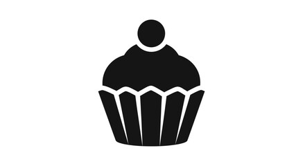 Simple black cupcake silhouette icon on a white background.