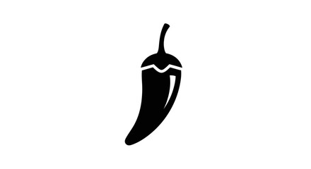 Black chili pepper silhouette on white background representing spicy food.