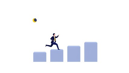 Fototapeta premium Dynamic business growth a professional climbing steps to success in a minimalist environment