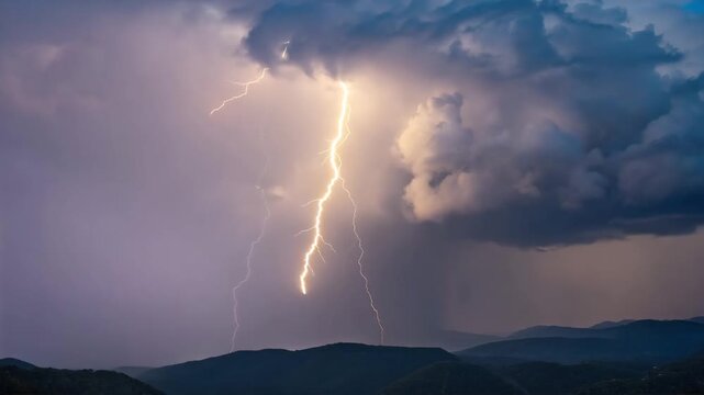 Dramatisches Unwetter mit Gewitterwolken und Blitzen am Himmel