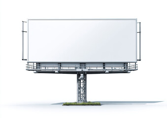 Obraz premium Blank billboard, metallic gray structure, large white screen, isolated on white background