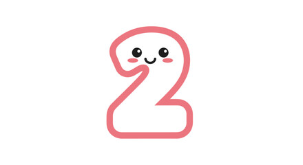 Fototapeta premium Adorable Cartoon Number Two Illustration with Cheerful Expression for Children