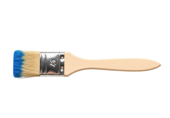 High-quality paintbrush with blue bristles on a white background, ideal for artistic projects