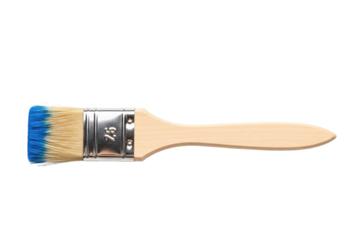 High-quality paintbrush with blue bristles on a white background, ideal for artistic projects
