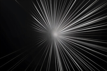 黒背景に放射する直線光の集中線抽象背景