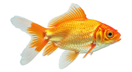 Isolated Goldfish swimming aquarium pet animal aquatic fish freshwater golden breed fancy