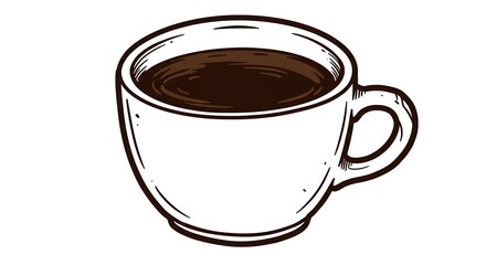 Obraz premium Sketch of coffee mug filled with dark beverage