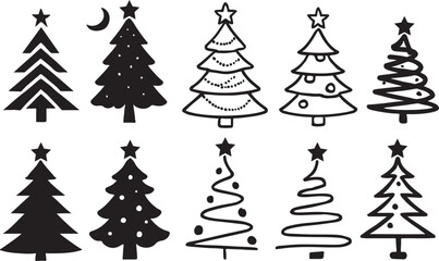  Christmas tree vector set – silhouette, cut file, Eps holiday design elements.eps