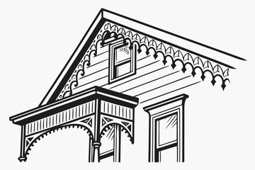 Victorian house architectural detail with decorative gingerbread trim