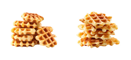 Delicious waffles stacked in kitchen food photography bright setting