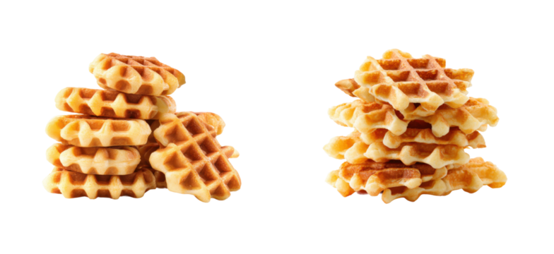 Delicious waffles stacked in kitchen food photography bright setting