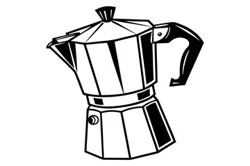 Retro moka pot coffee maker illustration