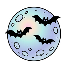 Holographic Full Moon with Bats Fying