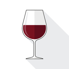 A simple illustration of a wine glass filled with red wine.