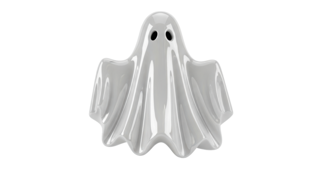 Isolated shiny ghost, classic spooky shape, halloween decoration, holiday design object