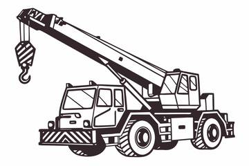 Illustration of a mobile crane truck with a hook and boom