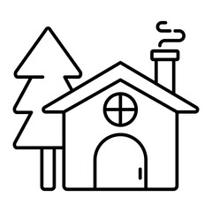 Cozy Cabin Icon Vector Illustration Line Style