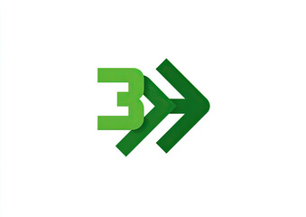 A green stylized logo featuring the number 3 and double arrow