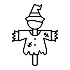 Scarecrow Icon Vector Illustration Line Style