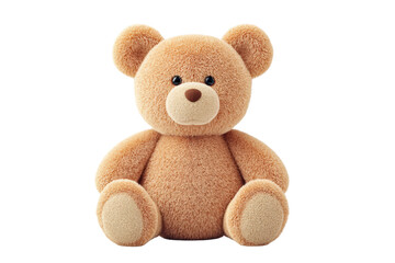 Obraz premium Adorable brown teddy bear with soft plush texture on black background, cut out