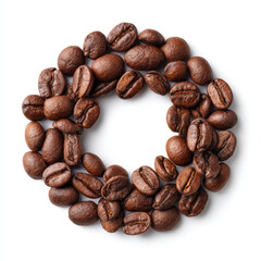 Naklejka premium Coffee beans arranged in a circle (3)