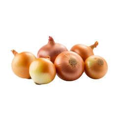 Fresh organic onions, vegetables, and bulbs are isolated on a white background, perfect for a healthy vegetarian meal or ingredient