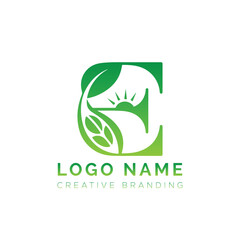 Fototapeta premium organic farming logos, letter E eco logo