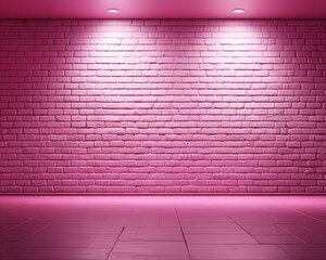 Pink brick wall with dramatic lighting in modern interior