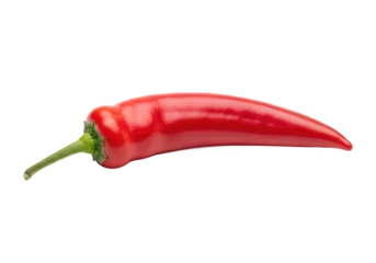 Küchenrückwand glas motiv Scharfe Chili-pfeffer Vibrant red chili pepper isolated on a clean background, showcasing its glossy surface and natural shape  © Eman Suardi