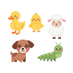 cute set of funny animals illustration