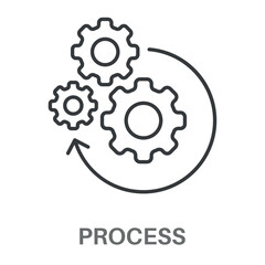 Process Outline Color Blue With Orange Concept Simple Style Design Vector