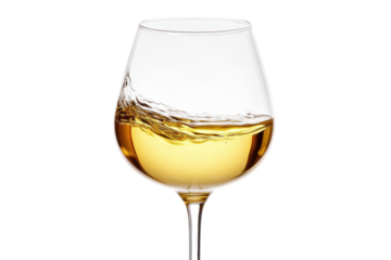 Golden Elixir in Motion: A close-up shot of a pristine wine glass, delicately poised, showcasing the effervescent motion of rich golden wine, capturing a moment of exquisite luxury.